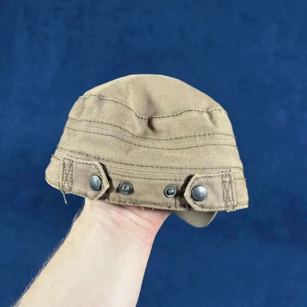 Vtg Sean John Cadet Hat M/L Brown Cotton Canvas Military Cap Y2K Hip Hop